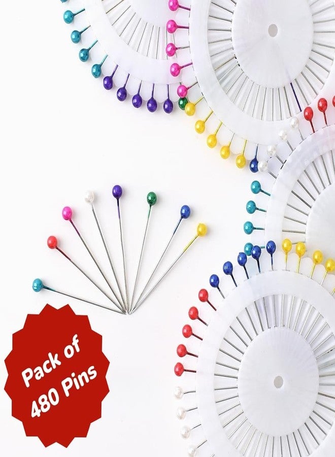 RIANZ® Pack of 480 Bell Pins - Mixed Colour - Pearl Head Pins - Sewing Pin for Tailor, Dressmaking, Patchwork, Wedding, Florist, Decoration, Art and Craft - Multipurpose (Multicolor) - Image 2
